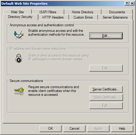 Windows IIS 6 SSL sertifikatai